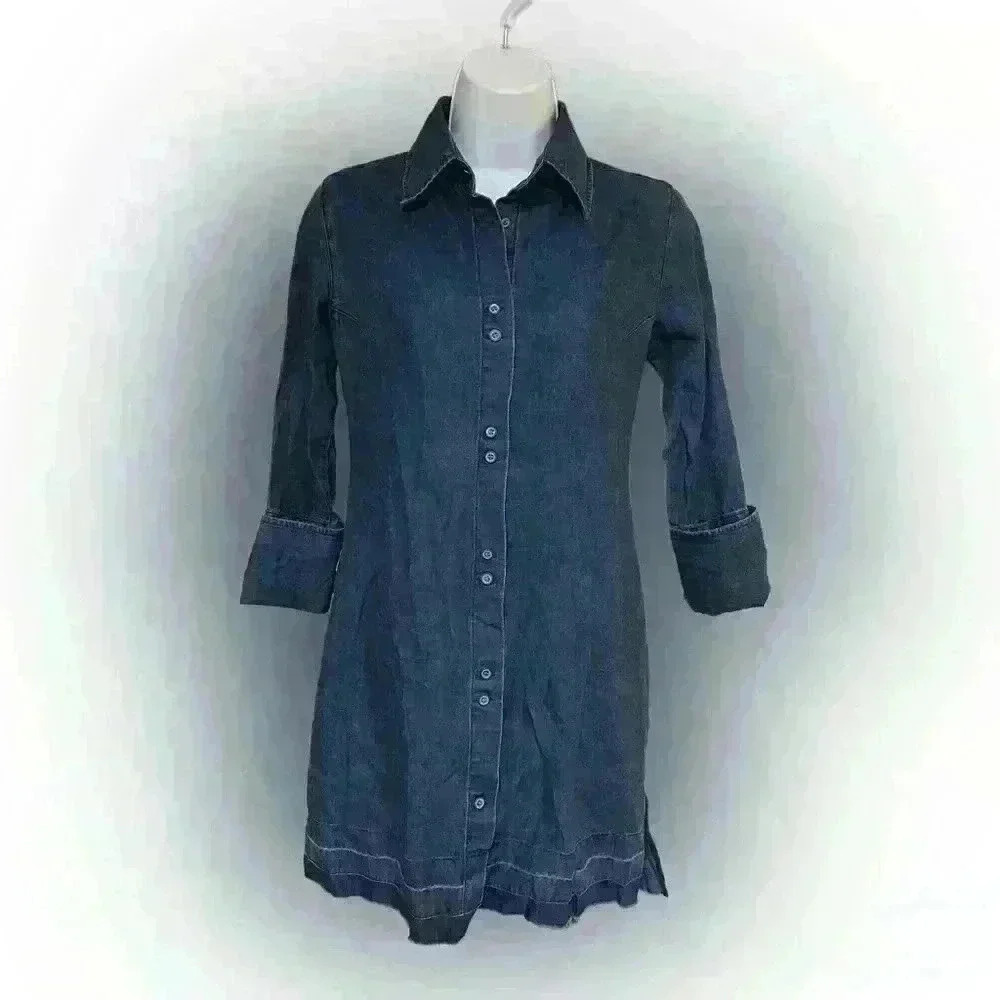 J Brand Cuff Link Denim Raw Hem Dress XS NWT